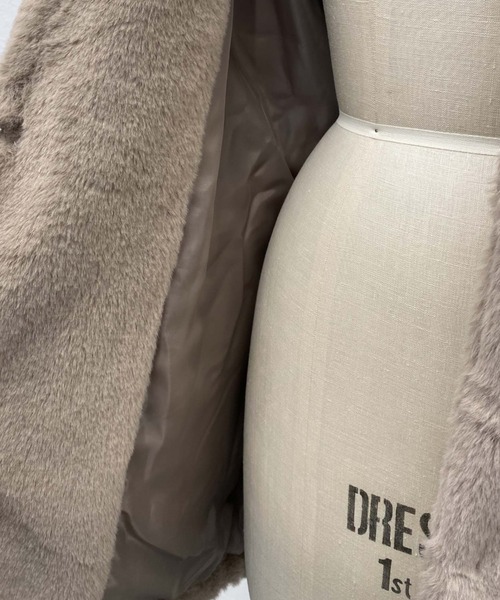 archives（アルシーヴ）の「【Limited item】ECO FAR NO COLLAR COAT（ノーカラーコート・レディース・ブラウン/ベージュ・MEDIUM）」の6枚目の写真