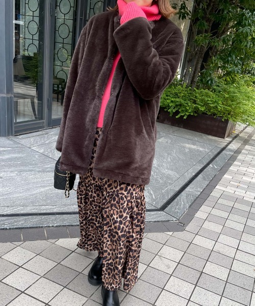 archives（アルシーヴ）の「【Limited item】ECO FAR NO COLLAR COAT（ノーカラーコート・レディース・ブラウン/ベージュ・MEDIUM）」の15枚目の写真