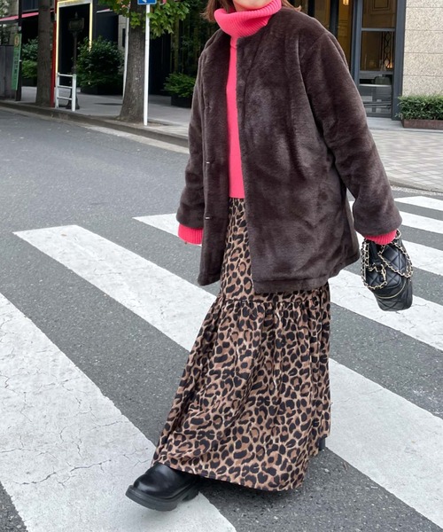 archives（アルシーヴ）の「【Limited item】ECO FAR NO COLLAR COAT（ノーカラーコート・レディース・ブラウン/ベージュ・MEDIUM）」の12枚目の写真