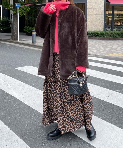 archives（アルシーヴ）の「【Limited item】ECO FAR NO COLLAR COAT（ノーカラーコート・レディース・ブラウン/ベージュ・MEDIUM）」の19枚目の写真