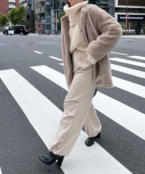 archives（アルシーヴ）の「【Limited item】ECO FAR NO COLLAR COAT（ノーカラーコート・レディース・ブラウン/ベージュ・MEDIUM）」の7枚目の写真