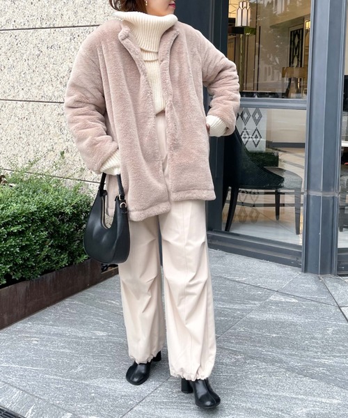 archives（アルシーヴ）の「【Limited item】ECO FAR NO COLLAR COAT（ノーカラーコート・レディース・ブラウン/ベージュ・MEDIUM）」の14枚目の写真