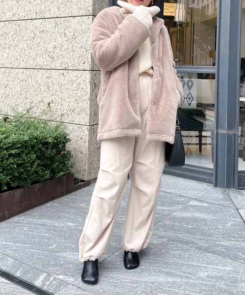 archives（アルシーヴ）の「【Limited item】ECO FAR NO COLLAR COAT（ノーカラーコート・レディース・ブラウン/ベージュ・MEDIUM）」の11枚目の写真