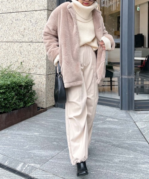 archives（アルシーヴ）の「【Limited item】ECO FAR NO COLLAR COAT（ノーカラーコート・レディース・ブラウン/ベージュ・MEDIUM）」の18枚目の写真