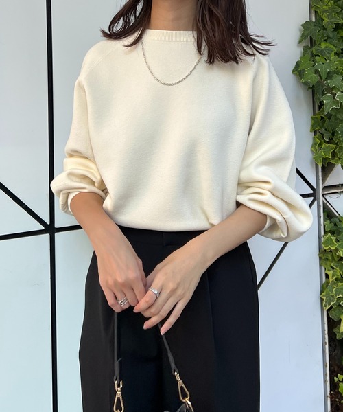 Lui's(ルイス)の「ダブルジャガードステッチワークオーバーニット(ニット/セーター・レディース・オフホワイト/ブラック/グレイッシュベージュ/ブルー・FREE)」の7枚目の写真