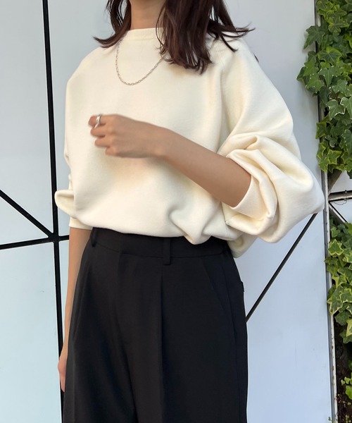 Lui's(ルイス)の「ダブルジャガードステッチワークオーバーニット(ニット/セーター・レディース・オフホワイト/ブラック/グレイッシュベージュ/ブルー・FREE)」の8枚目の写真