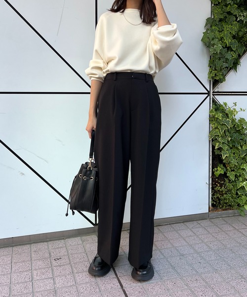 Lui's(ルイス)の「ダブルジャガードステッチワークオーバーニット(ニット/セーター・レディース・オフホワイト/ブラック/グレイッシュベージュ/ブルー・FREE)」の12枚目の写真