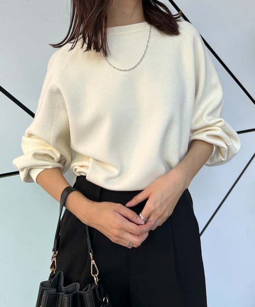 Lui's(ルイス)の「ダブルジャガードステッチワークオーバーニット(ニット/セーター・レディース・オフホワイト/ブラック/グレイッシュベージュ/ブルー・FREE)」の9枚目の写真