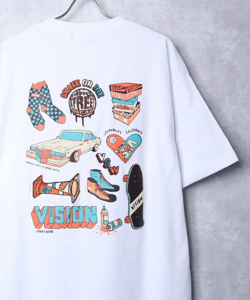 VISION STREET WEAR(ヴィジョンストリートウェア)の「【VISION STREET WEAR】グラフィック刺繍Tシャツ(Tシャツ/カットソー・レディース・ホワイト系3/ブラック系2/ブラック系4/ホワイト系1/ホワイト系2/ピンク/ホワイト系4/ブラック系1/ブラック系3/グリーン・MEDIUM/LARGE/X-LARGE)」の6枚目の写真