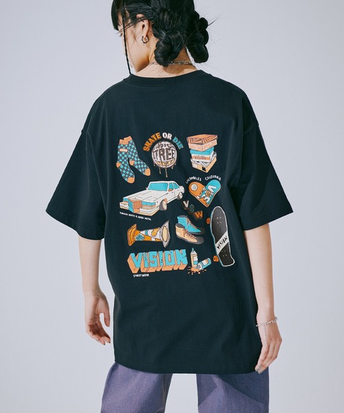 VISION STREET WEAR(ヴィジョンストリートウェア)の「【VISION STREET WEAR】グラフィック刺繍Tシャツ(Tシャツ/カットソー・レディース・ホワイト系3/ブラック系2/ブラック系4/ホワイト系1/ホワイト系2/ピンク/ホワイト系4/ブラック系1/ブラック系3/グリーン・MEDIUM/LARGE/X-LARGE)」の8枚目の写真