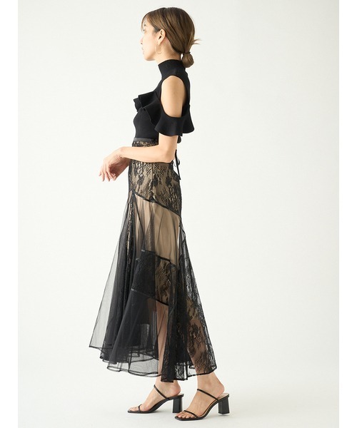 SNIDEL(スナイデル)の「レーススイッチングスカート(スカート・レディース・ブラック/アイボリー/レッド・0/1)」の13枚目の写真