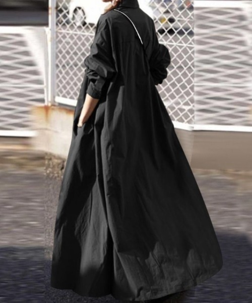 SETUP7（セットアップセブン）の「【SETUP7】ロング丈フレアシャツワンピース KNF（シャツワンピース・レディース・カーキ/ホワイト/ブラック・FREE）」の5枚目の写真