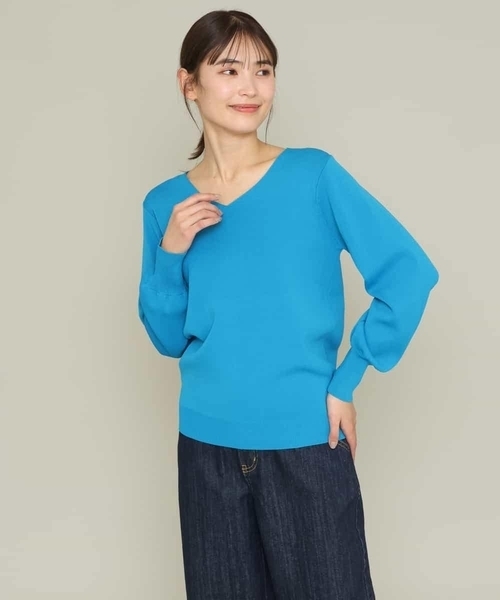 a.v.v（アーヴェヴェ）の「【洗濯機で洗える/UVカット】Vネックパフスリーブニット（ニット/セーター・レディース・アイボリー/ブラック/ブルー/ライトグレー/ライトグリーン/ピンク/ミント・36/38/40/34/42）」の20枚目の写真