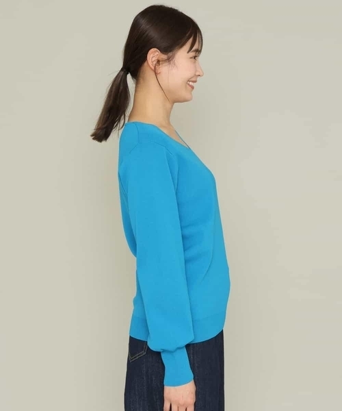 a.v.v（アーヴェヴェ）の「【洗濯機で洗える/UVカット】Vネックパフスリーブニット（ニット/セーター・レディース・アイボリー/ブラック/ブルー/ライトグレー/ライトグリーン/ピンク/ミント・36/38/40/34/42）」の18枚目の写真