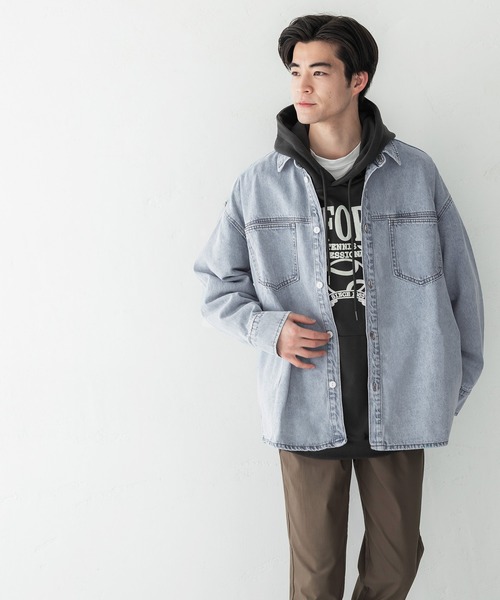 coca(coca)(コカ)の「メンズデニムオーバーシャツ(シャツ/ブラウス・メンズ・インディゴブルー/ライトブルー・L/XL/M)」の3枚目の写真