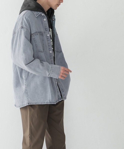 coca(coca)(コカ)の「メンズデニムオーバーシャツ(シャツ/ブラウス・メンズ・インディゴブルー/ライトブルー・L/XL/M)」の5枚目の写真