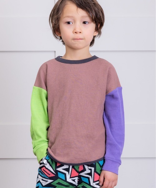 Life Support Products(ライフサポートプロダクツ)の「ワッフルロンT(80~150cm)(Tシャツ/カットソー・キッズ・オフホワイト/ピンク/ライトグリーン/グレー系その他/ベージュ系その他/チャコール/パープル/杢グレー/ライトブルー/モカ/ブラック系その他/イエロー/オレンジ/ホワイト系その他・130/100/110/150/95/90/140/120/80)」の1枚目の写真