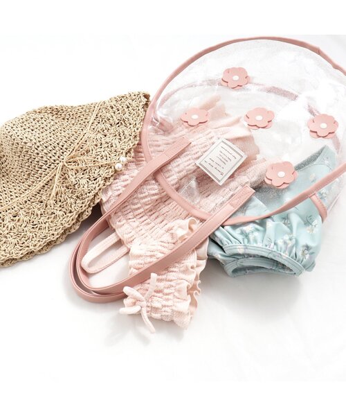 apres les cours（アプレレクール）の「【UVカット】ナチュラル花柄シャーリングセパレート水着（水着・キッズ・ピンク/ミント・90/100/110/120/140/130/80）」の5枚目の写真