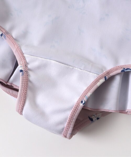 apres les cours（アプレレクール）の「【UVカット】ナチュラル花柄シャーリングセパレート水着（水着・キッズ・ピンク/ミント・90/100/110/120/140/130/80）」の3枚目の写真