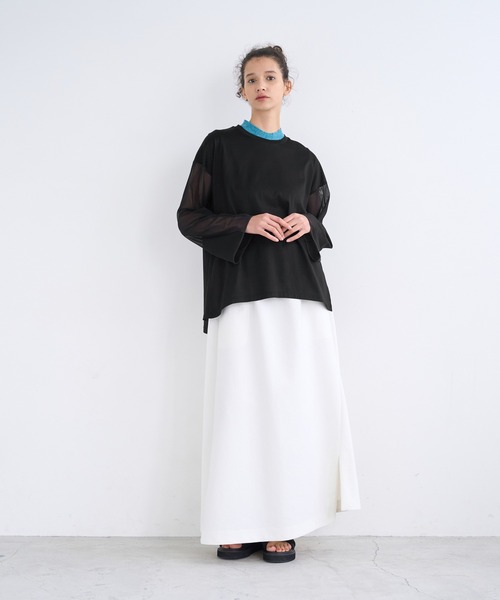 LANVIN en Bleu（ランバンオンブルー）の「チュールシアースリーブカットソー（Tシャツ/カットソー・レディース・ブラック/ベージュ/オフホワイト・38）」の16枚目の写真