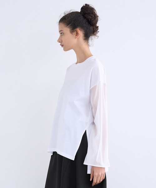 LANVIN en Bleu（ランバンオンブルー）の「チュールシアースリーブカットソー（Tシャツ/カットソー・レディース・ブラック/ベージュ/オフホワイト・38）」の20枚目の写真