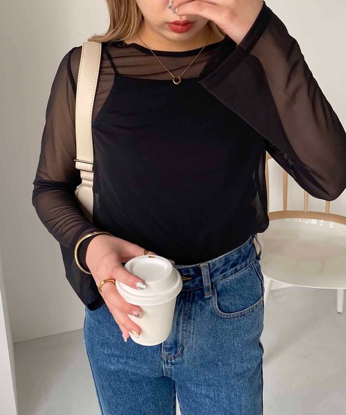 CAPRICIEUX LE'MAGE（カプリシューレマージュ）の「シアーロンT（Tシャツ/カットソー・レディース・オフホワイト/ブラック・FREE）」の5枚目の写真