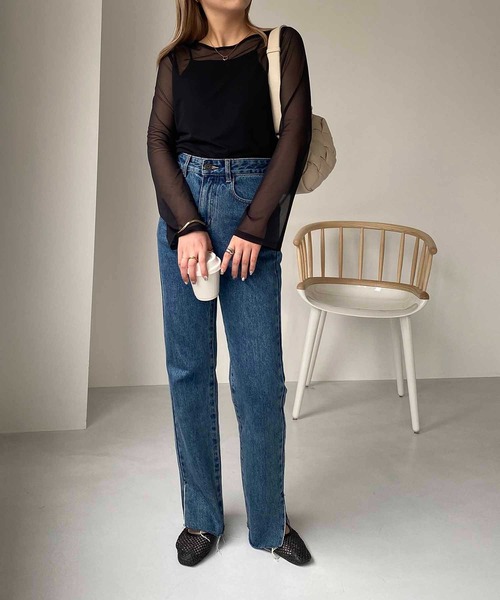 CAPRICIEUX LE'MAGE（カプリシューレマージュ）の「シアーロンT（Tシャツ/カットソー・レディース・オフホワイト/ブラック・FREE）」の8枚目の写真