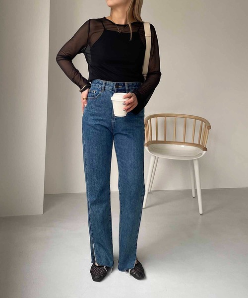 CAPRICIEUX LE'MAGE（カプリシューレマージュ）の「シアーロンT（Tシャツ/カットソー・レディース・オフホワイト/ブラック・FREE）」の9枚目の写真