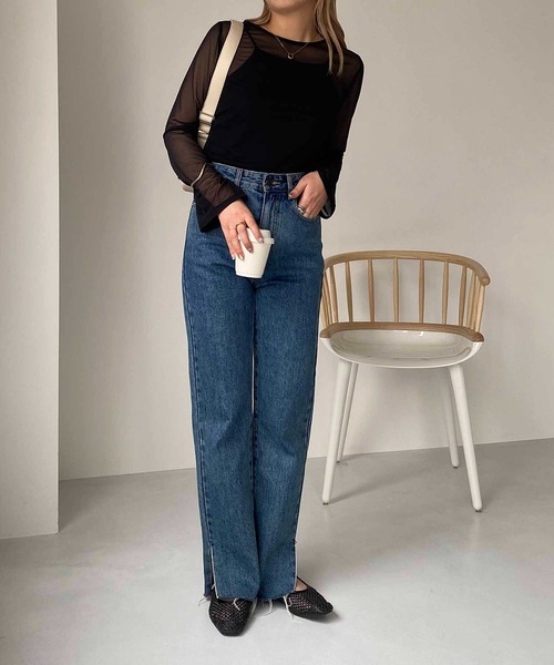 CAPRICIEUX LE'MAGE（カプリシューレマージュ）の「シアーロンT（Tシャツ/カットソー・レディース・オフホワイト/ブラック・FREE）」の10枚目の写真