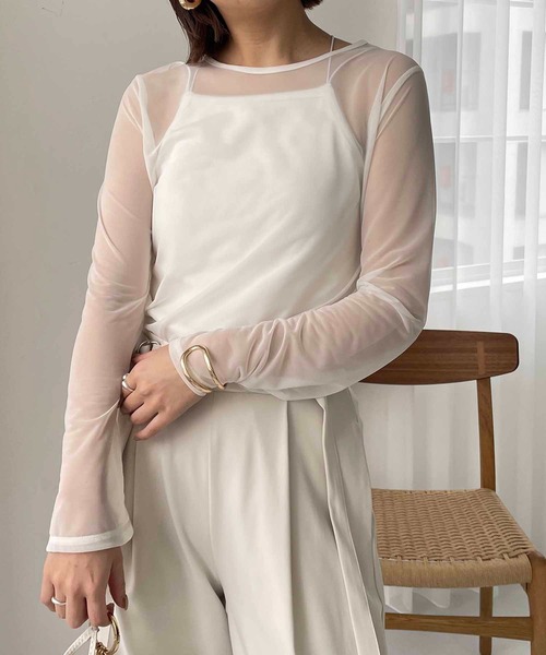 CAPRICIEUX LE'MAGE（カプリシューレマージュ）の「シアーロンT（Tシャツ/カットソー・レディース・オフホワイト/ブラック・FREE）」の12枚目の写真