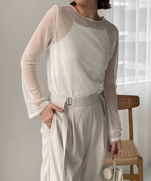 CAPRICIEUX LE'MAGE（カプリシューレマージュ）の「シアーロンT（Tシャツ/カットソー・レディース・オフホワイト/ブラック・FREE）」の13枚目の写真