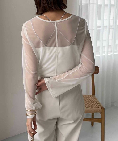 CAPRICIEUX LE'MAGE（カプリシューレマージュ）の「シアーロンT（Tシャツ/カットソー・レディース・オフホワイト/ブラック・FREE）」の14枚目の写真