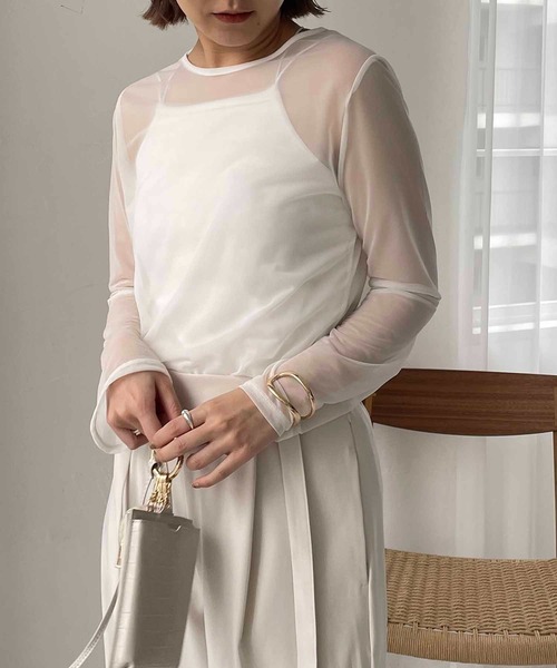 CAPRICIEUX LE'MAGE（カプリシューレマージュ）の「シアーロンT（Tシャツ/カットソー・レディース・オフホワイト/ブラック・FREE）」の15枚目の写真