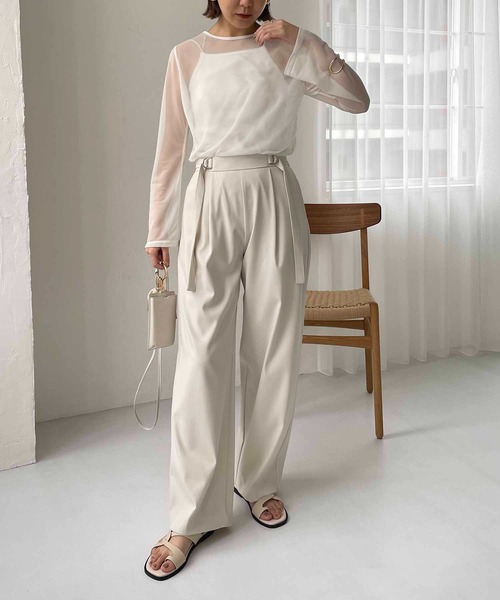 CAPRICIEUX LE'MAGE（カプリシューレマージュ）の「シアーロンT（Tシャツ/カットソー・レディース・オフホワイト/ブラック・FREE）」の18枚目の写真