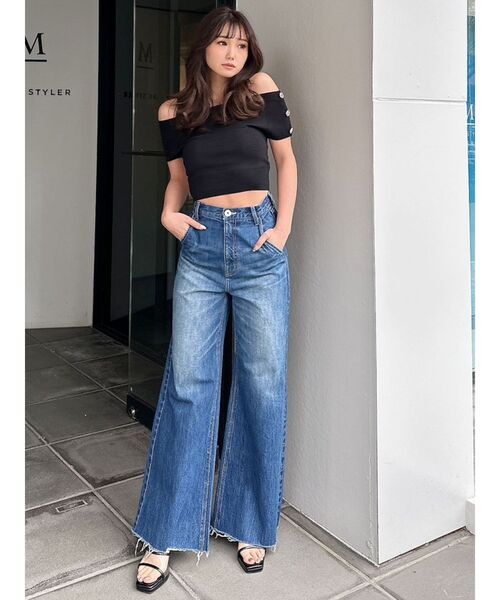 GYDA（ジェイダ）の「オフショルGGボタンニットTOPS（ニット/セーター・レディース・その他1/ブラック・FREE）」の15枚目の写真