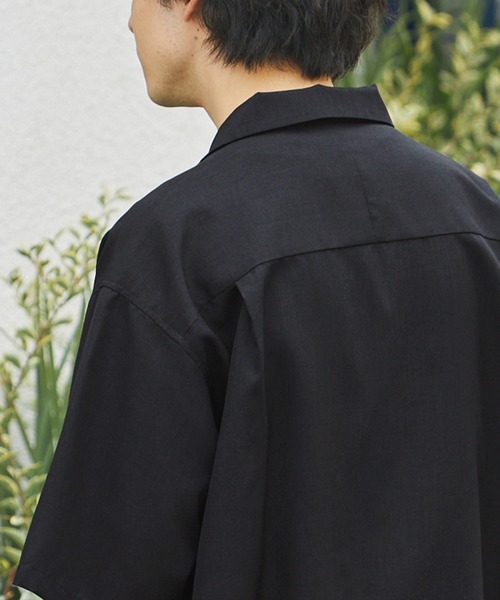 MONO-MART（モノマート）の「ナチュラルシャンブレーファブリック ルーズオープンカラー半袖シャツ シンセティックリネンシャツ 2023SUMMER（シャツ/ブラウス・メンズ・ライトベージュ/ブルー/オリーブ/オレンジ/レッド/ネイビー/ベージュ/ブラック/ダークブラウン・M/L）」の10枚目の写真