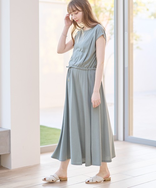 セール】汗染み防止加工ドロスト マタニティワンピース 授乳服
