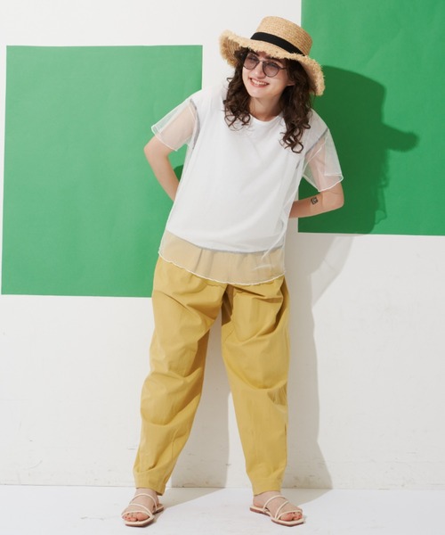 MERLOT（メルロー）の「チュールドッキング半袖Tシャツ（Tシャツ/カットソー・レディース・ホワイト/ブラック・FREE）」の15枚目の写真