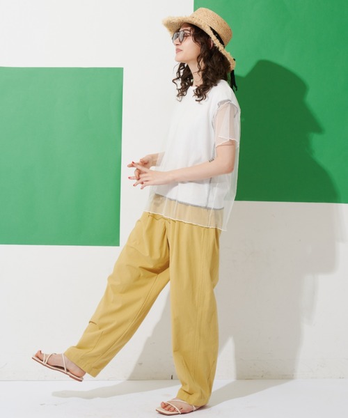 MERLOT（メルロー）の「チュールドッキング半袖Tシャツ（Tシャツ/カットソー・レディース・ホワイト/ブラック・FREE）」の16枚目の写真