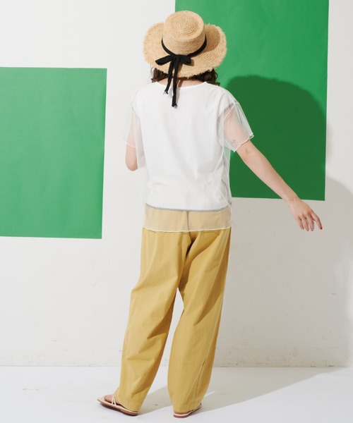 MERLOT（メルロー）の「チュールドッキング半袖Tシャツ（Tシャツ/カットソー・レディース・ホワイト/ブラック・FREE）」の17枚目の写真