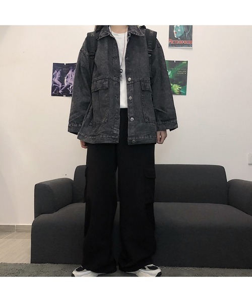 SHEENA(シーナ)の「オーバーサイズデニムジャケット(デニムジャケット・レディース・ブラック/ブルー・M)」の11枚目の写真