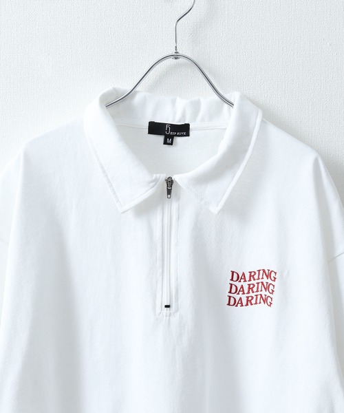 ZIP FIVE（ジップファイブ）の「【ZIP FIVE】【ユニセックス】ハーフジップワンポイント刺繍 半袖Tシャツ/ポロシャツ（ポロシャツ・メンズ・ブラック×ホワイト/クリーム/ホワイト×レッド/オートミール/アイボリー系1/ブラック×ブルー/ホワイト×グリーン/ネイビー/アイボリー系/ホワイト×ブラック/ホワイト/ブラック系/ネイビー系/ブラック・LARGE/MEDIUM）」の15枚目の写真