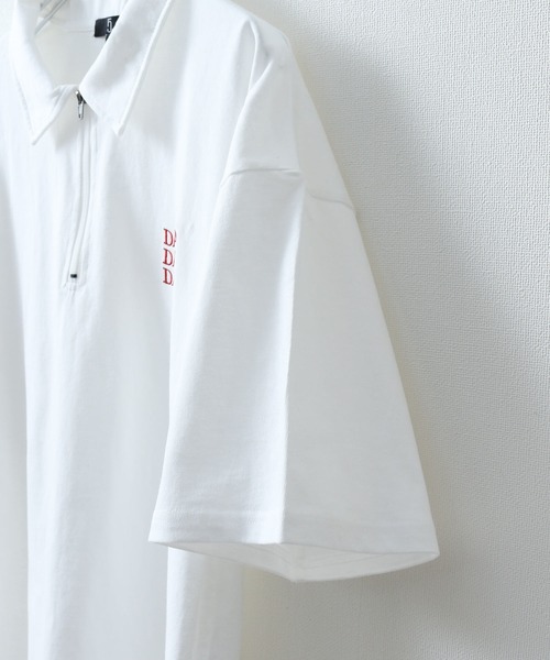 ZIP FIVE（ジップファイブ）の「【ZIP FIVE】【ユニセックス】ハーフジップワンポイント刺繍 半袖Tシャツ/ポロシャツ（ポロシャツ・メンズ・ブラック×ホワイト/クリーム/ホワイト×レッド/オートミール/アイボリー系1/ブラック×ブルー/ホワイト×グリーン/ネイビー/アイボリー系/ホワイト×ブラック/ホワイト/ブラック系/ネイビー系/ブラック・LARGE/MEDIUM）」の17枚目の写真