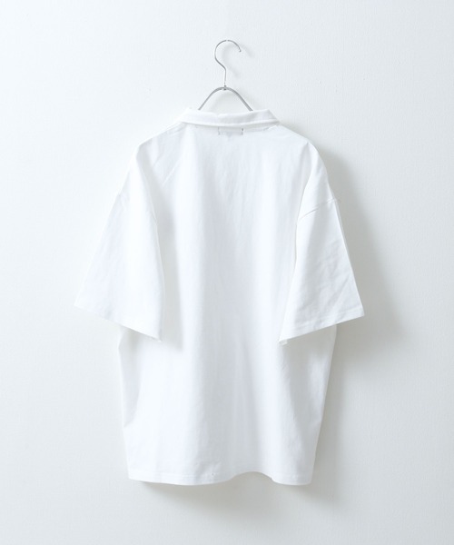 ZIP FIVE（ジップファイブ）の「【ZIP FIVE】【ユニセックス】ハーフジップワンポイント刺繍 半袖Tシャツ/ポロシャツ（ポロシャツ・メンズ・ブラック×ホワイト/クリーム/ホワイト×レッド/オートミール/アイボリー系1/ブラック×ブルー/ホワイト×グリーン/ネイビー/アイボリー系/ホワイト×ブラック/ホワイト/ブラック系/ネイビー系/ブラック・LARGE/MEDIUM）」の19枚目の写真