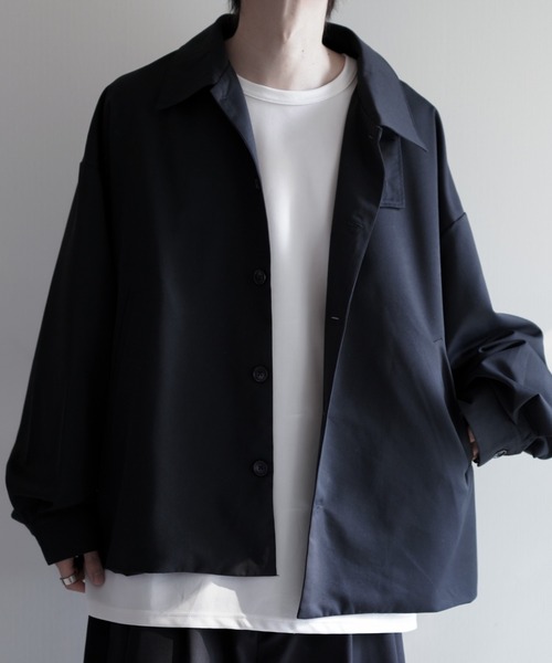 cussil（クシル）の「【cussil/クシル】ドレスツイル 2wayハイネックワイドスリーブジャケット（ブルゾン・メンズ・チャコールグレー/ブラック・M/L/S）」の17枚目の写真