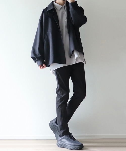 cussil（クシル）の「【cussil/クシル】ドレスツイル 2wayハイネックワイドスリーブジャケット（ブルゾン・メンズ・チャコールグレー/ブラック・M/L/S）」の8枚目の写真