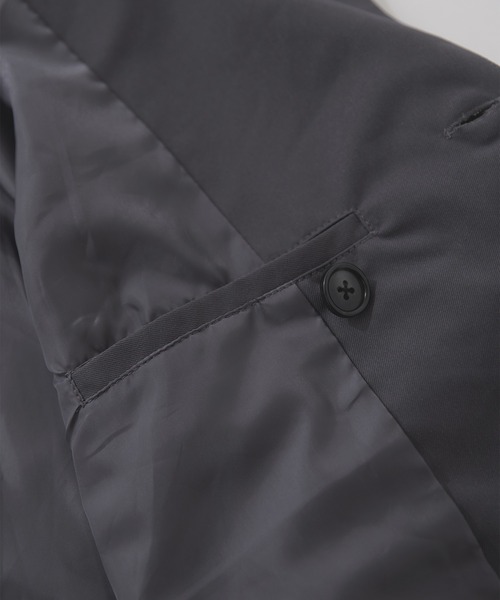 cussil（クシル）の「【cussil/クシル】ドレスツイル 2wayハイネックワイドスリーブジャケット（ブルゾン・メンズ・チャコールグレー/ブラック・M/L/S）」の5枚目の写真