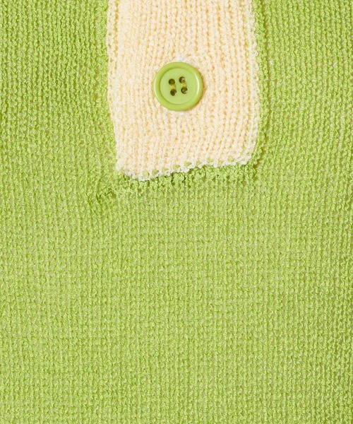 INTER FACTORY（インターファクトリー）の「こなん - 配色ニットポロトップス　made in INTER FACTORY（ポロシャツ・レディース・ライトグリーン/ライトブルー・SMALL/MEDIUM）」の22枚目の写真
