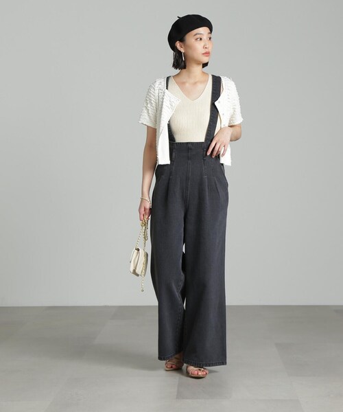 FREE'S MART（フリーズマート）の「◆ミニブークレＶネックニットタンクトップ（タンクトップ・レディース・ホワイト/ブラック/ピンク/グリーン・FREE）」の10枚目の写真