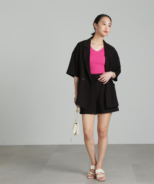 FREE'S MART（フリーズマート）の「◆ミニブークレＶネックニットタンクトップ（タンクトップ・レディース・ホワイト/ブラック/ピンク/グリーン・FREE）」の17枚目の写真